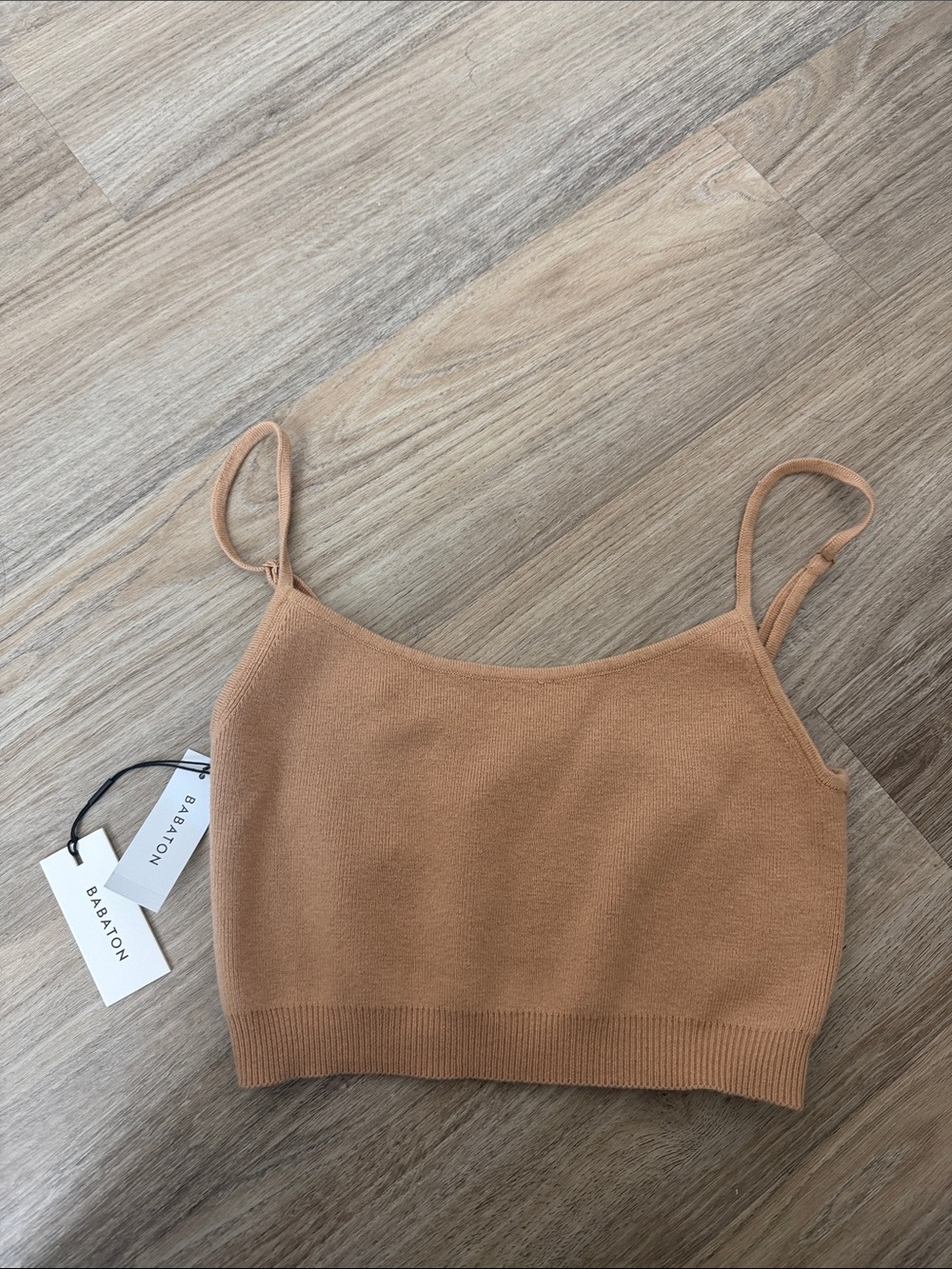 ARITZIA Babaton Camel/Tan Knit Crop Cami
